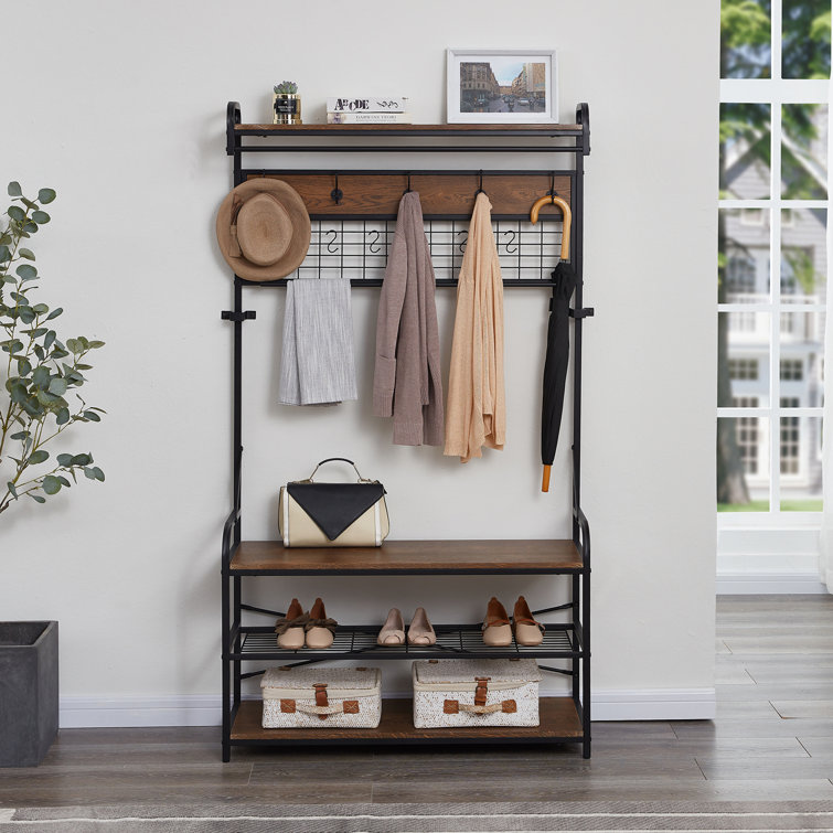 17 Stories Debarros Steel Hall Tree with Shoe Storage & Reviews Wayfair